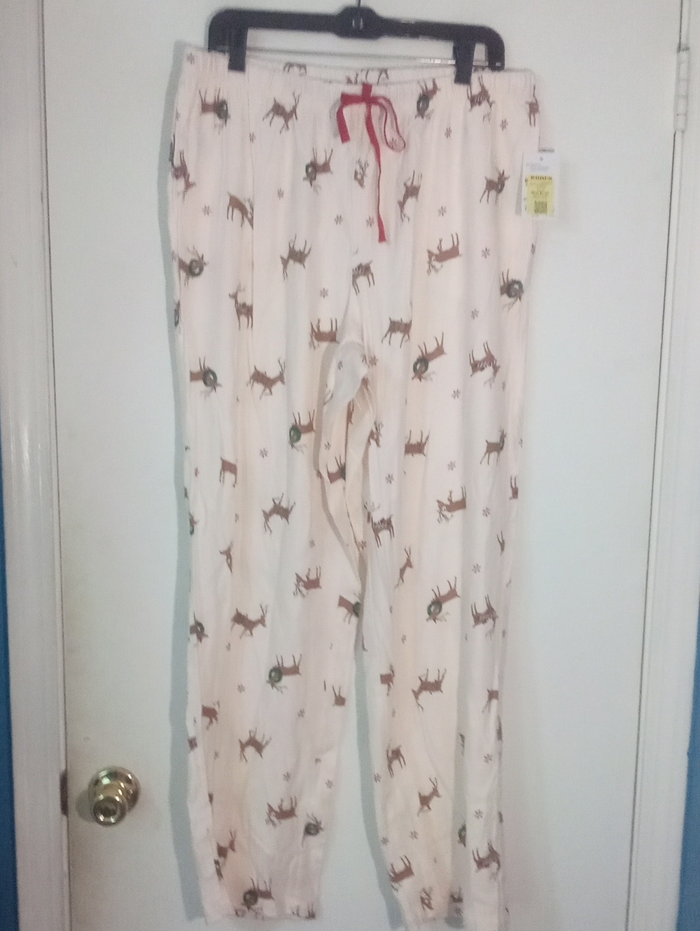 * Sonoma Reindeer Print Pajama Pants Large NWT $19.99 Cream Brown Festive